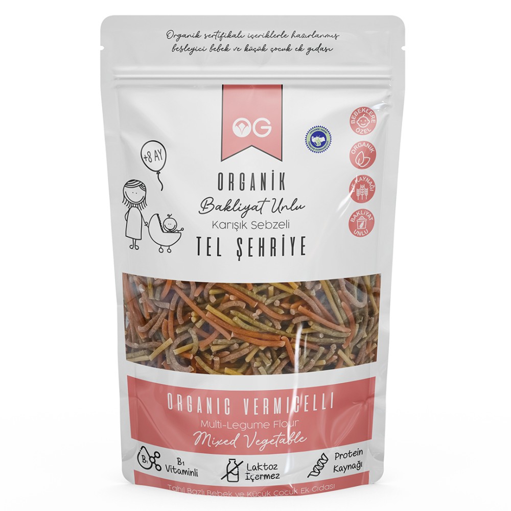 Organik Sebzeli Bakliyat Unlu Tel Şehriye 180 GR - Nisa Organik