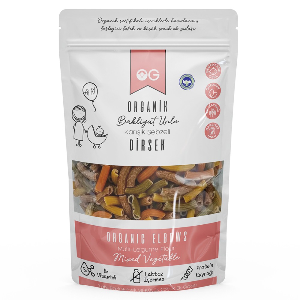 Nisa Organik 200 GR Karışık Sebzeli Bakliyat Unlu Dirsek Makarna
