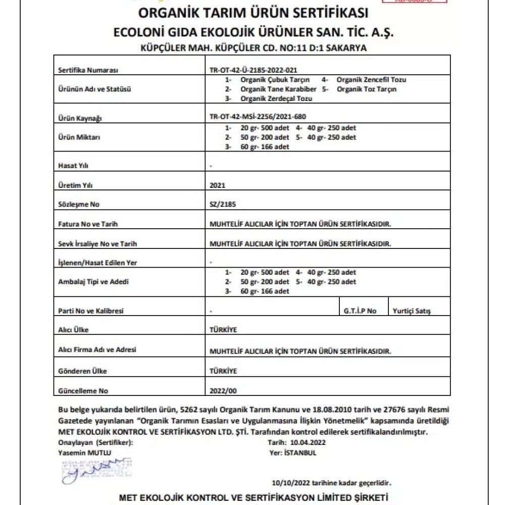 Nisa Organik 60 GR Organik Toz Zerdeçal Paketi