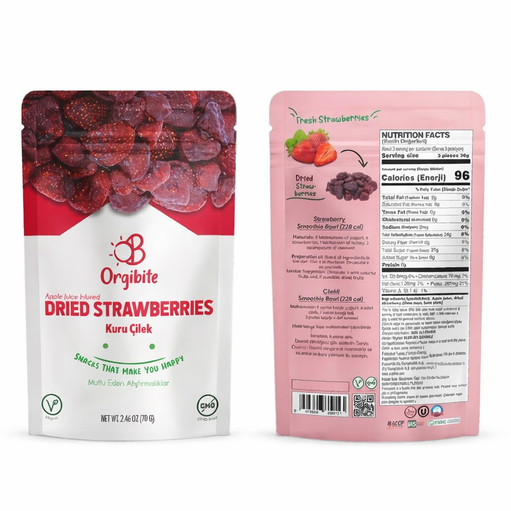 Orgibite 70 GR Şeker İlavesiz Doğal Kuru Çilek Paketi