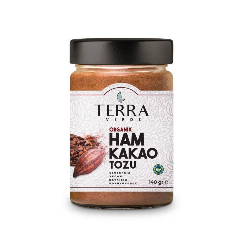 Terra Verde 140 g Organik Sertifikalı Glutensiz İşlenmemiş Saf Ham Kakao Tozu