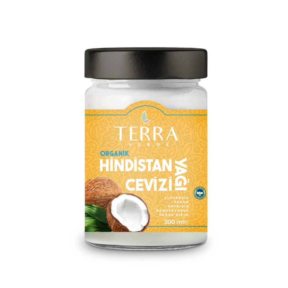 Terra Verde 300 ml Organik Tarım Sertifikalı Soğuk Sıkım Glutensiz Hindistan Cevizi Yağı
