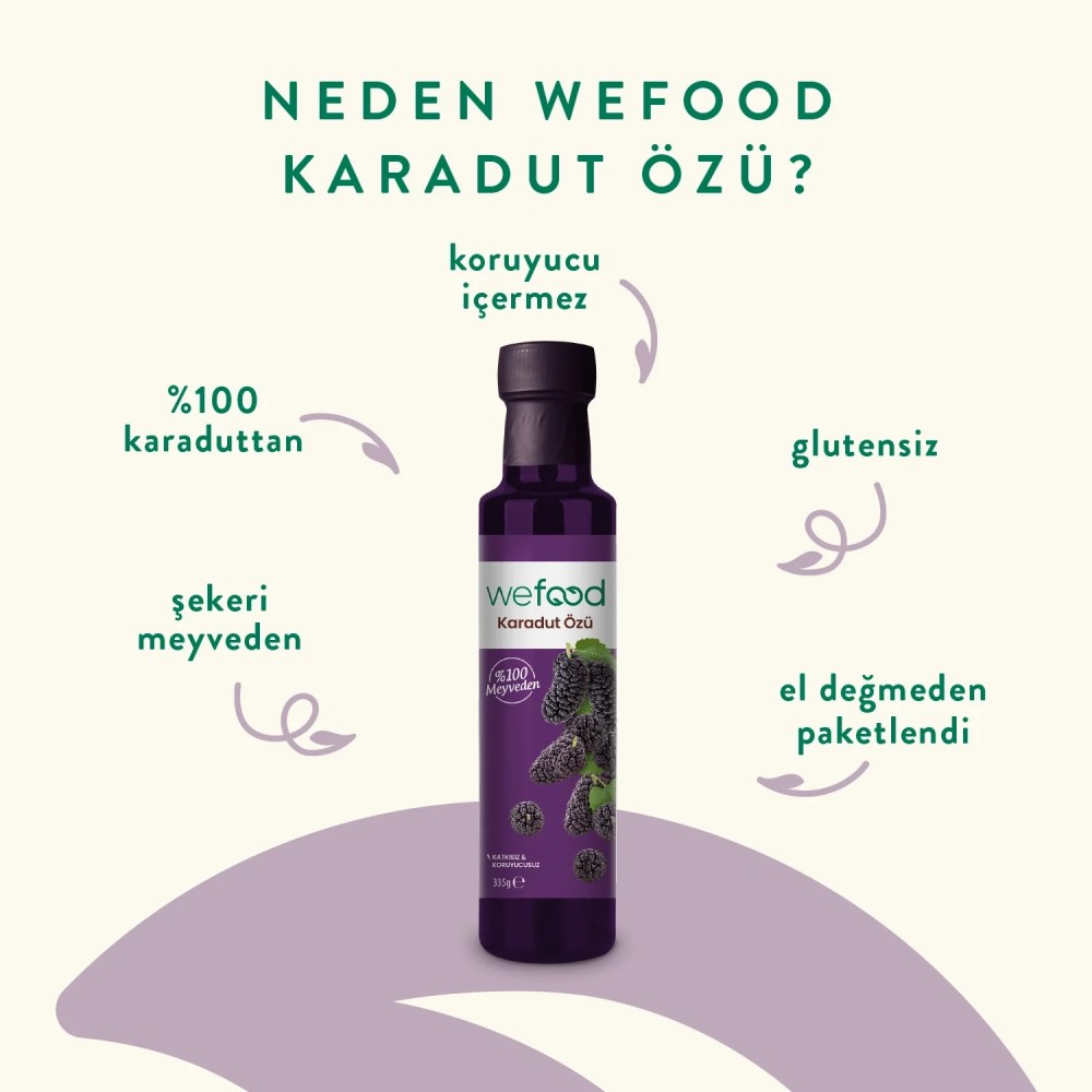 Nisa Organik Wefood Karadut Özü 335gr Soğuk Sıkım Cam Şişe
