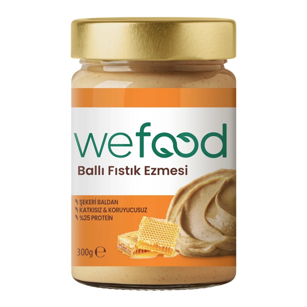 Wefood 300 GR Şekersiz Ham Ballı Fıstık Ezmesi Kavanozu