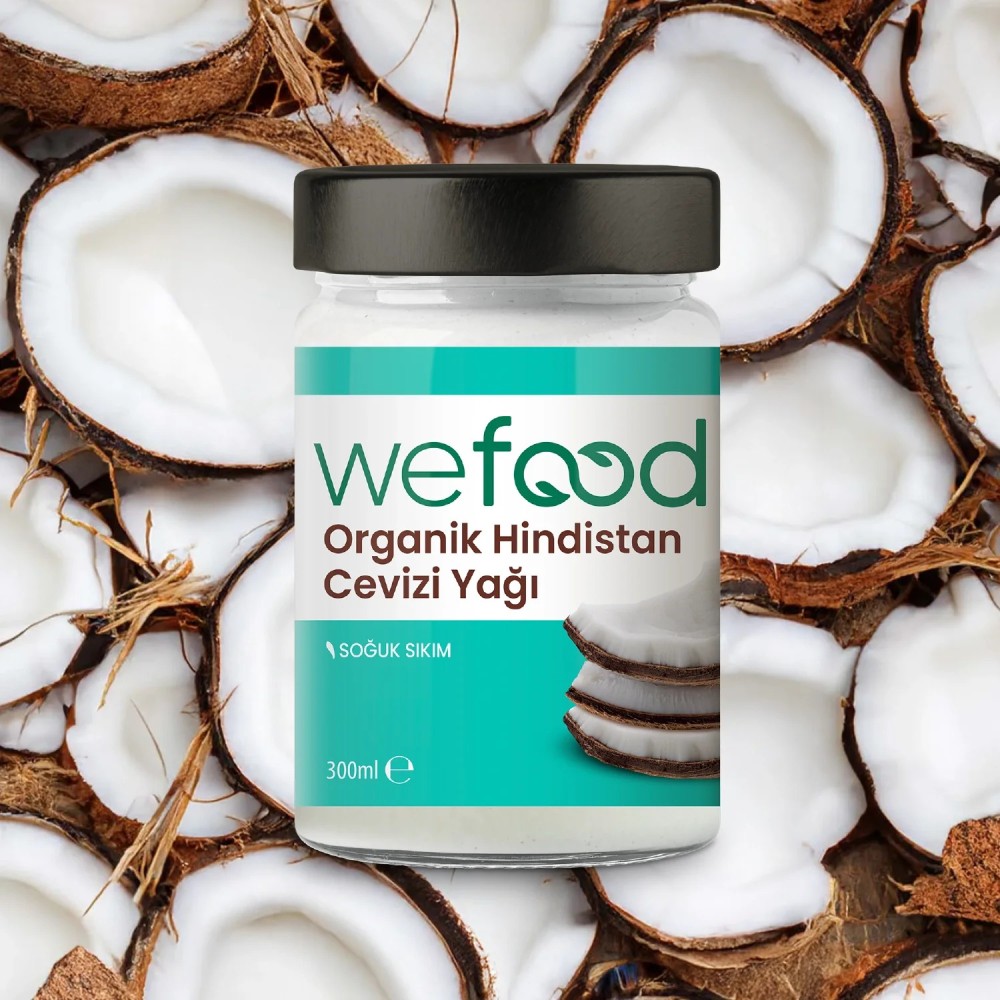 Nisa Organik - Wefood Organik Hindistan Cevizi Yağı 300ml Soğuk Sıkım Kavanoz