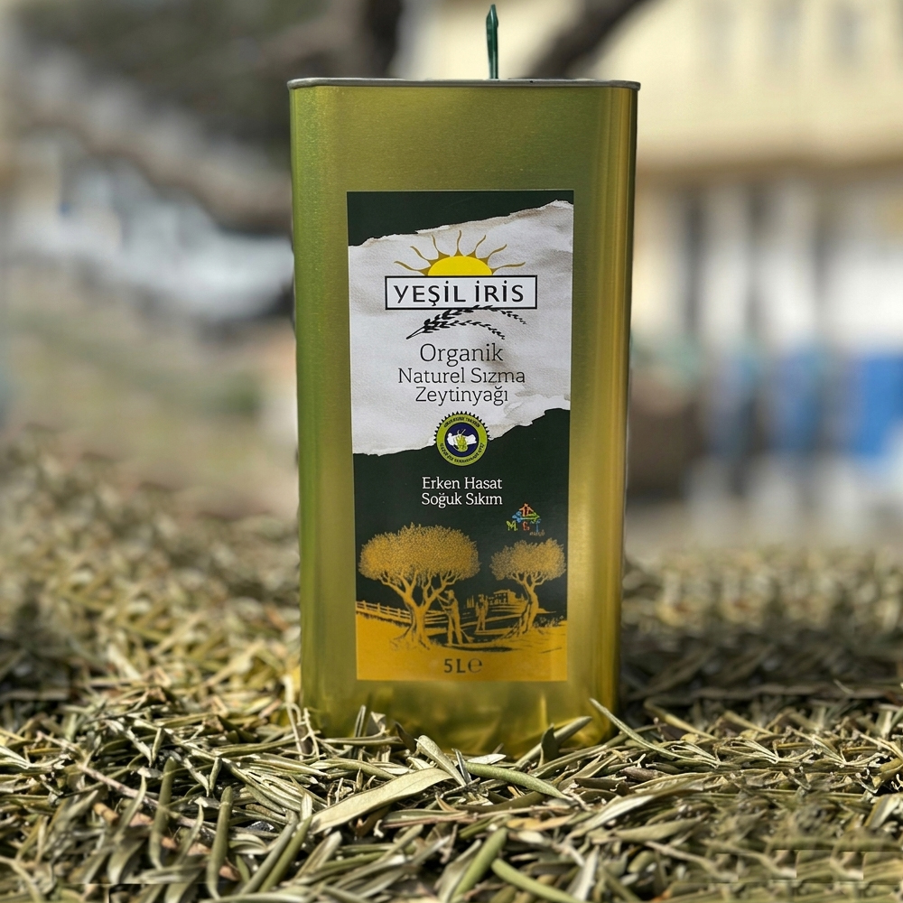Yeşil İris 5 Litre Organik Zeytinyağı Teneke Kutu Görseli