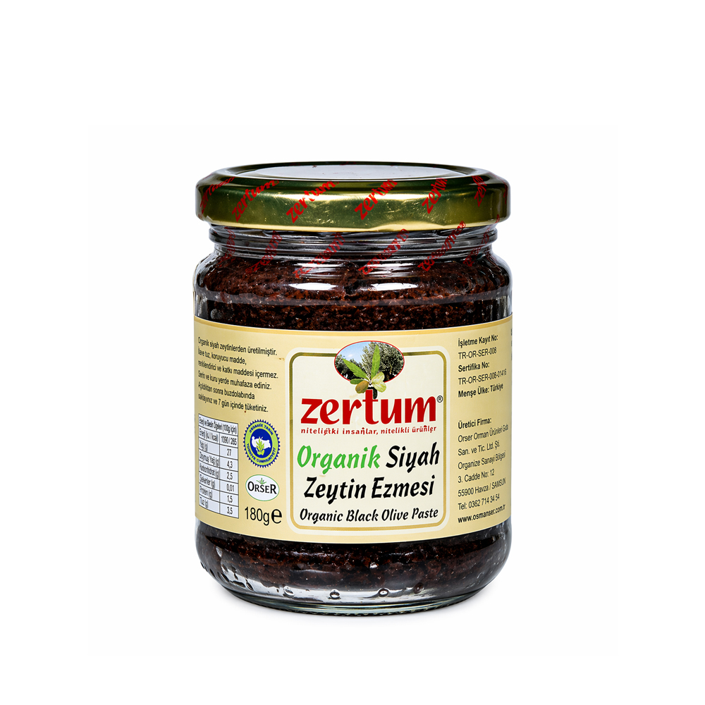 Zertum 150 GR Organik Siyah Zeytin Ezmesi Cam Kavanoz