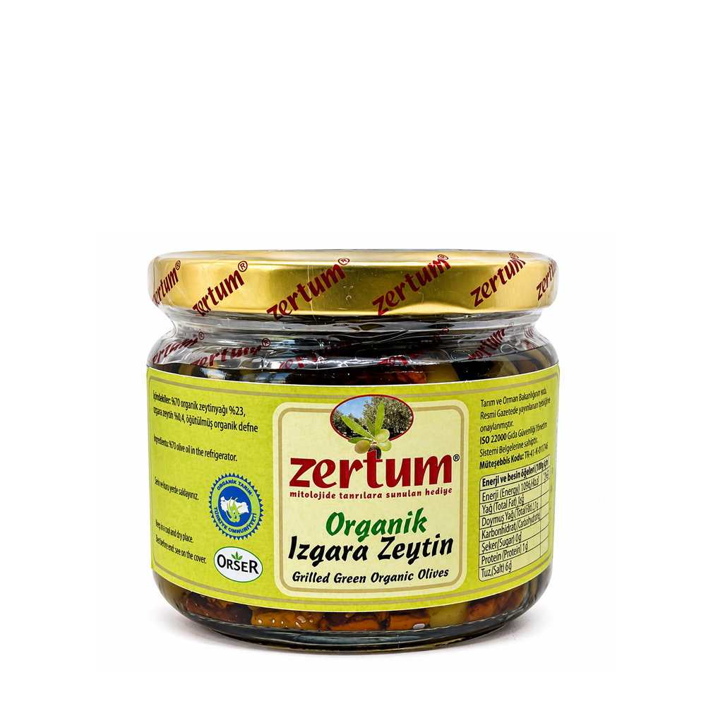 Zertum 265 GR Organik Izgara Yeşil Zeytin Cam Kavanoz
